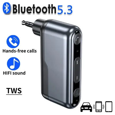 Bluetooth 5,3 Audio empfänger 3,5mm Hifi Stereo verlustfreie Musik Wireless Adapter Unterstützung Tws-Modus mit Mikrofon für Auto-Home-Kopfhörer