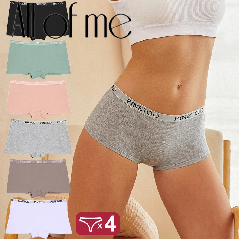 4 teile/satz Baumwolle gerippt gestreifte Boxer Unterwäsche für Dame sexy elastischen Gürtel Boy short Höschen weibliche niedrige Taille atmungsaktive Dessous Image