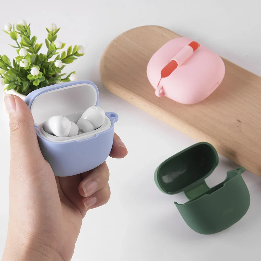 Drahtlose Kopfhörerabdeckung für Redmi Buds 6 Lite Hülle mit Haken Silikon weiche einfarbige Farbe für Xiaomi Redmi Buds 6 Lite Shell Image