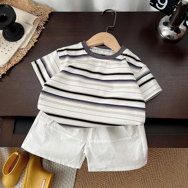 Babykleidung für Jungen Set T-Shirt + Shorts Kinder Jungen Sommerkleidung Set Streifen Baby Jungen Outfit Set Kleinkind Kleinkind T-Shirt & Hose Image