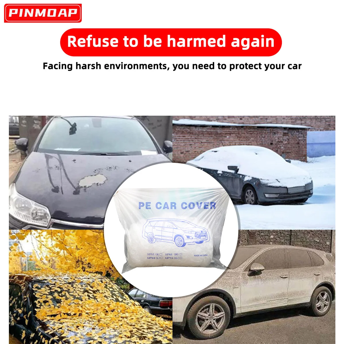 Einweg-Autoabdeckung, transparente Kunststoff-Autoabdeckung, universelle wasserdichte und staubdichte Autoabdeckung, geeignet für SUVs und Limousinen Image