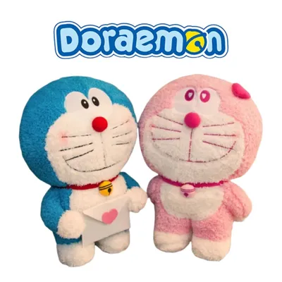 Kawaii Love Letter Doraemon Plush Toy Lovely Happy Doraemon Pink Blue Plushies Soft Stuffed Figure