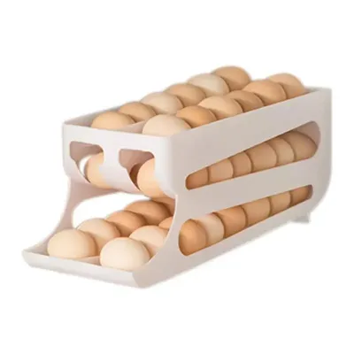Automatic Rolling Egg Dispenser 3 Tiers Double-row Egg Dispenser Organizer Auto Rolling Fridge Egg