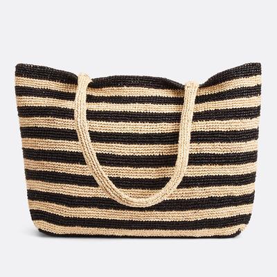 Two-Tone Raffia Bag