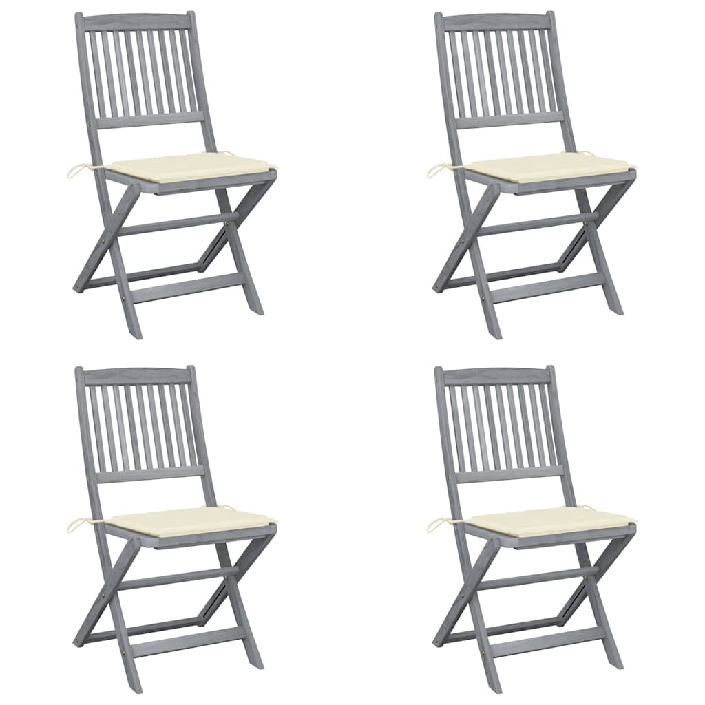 vidaXL Klappbare Gartenstühle 4 Stk. mit Kissen Massivholz Akazie Image