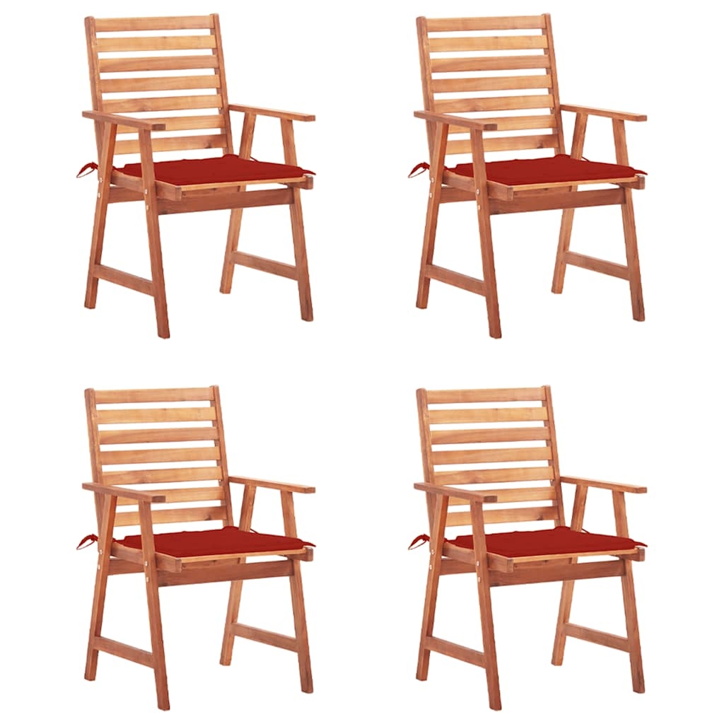 vidaXL Garten-Essstühle 4 Stk. mit Kissen Massivholz Akazie Image