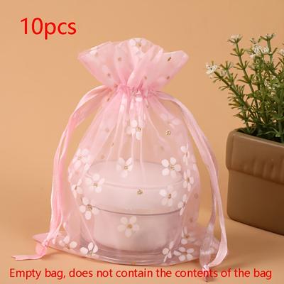 TEMU 10pcs, Drawstring Bag, Printed Drawstring Bag, Bag, Packaging Bag, Jewelry Packaging Bag Image