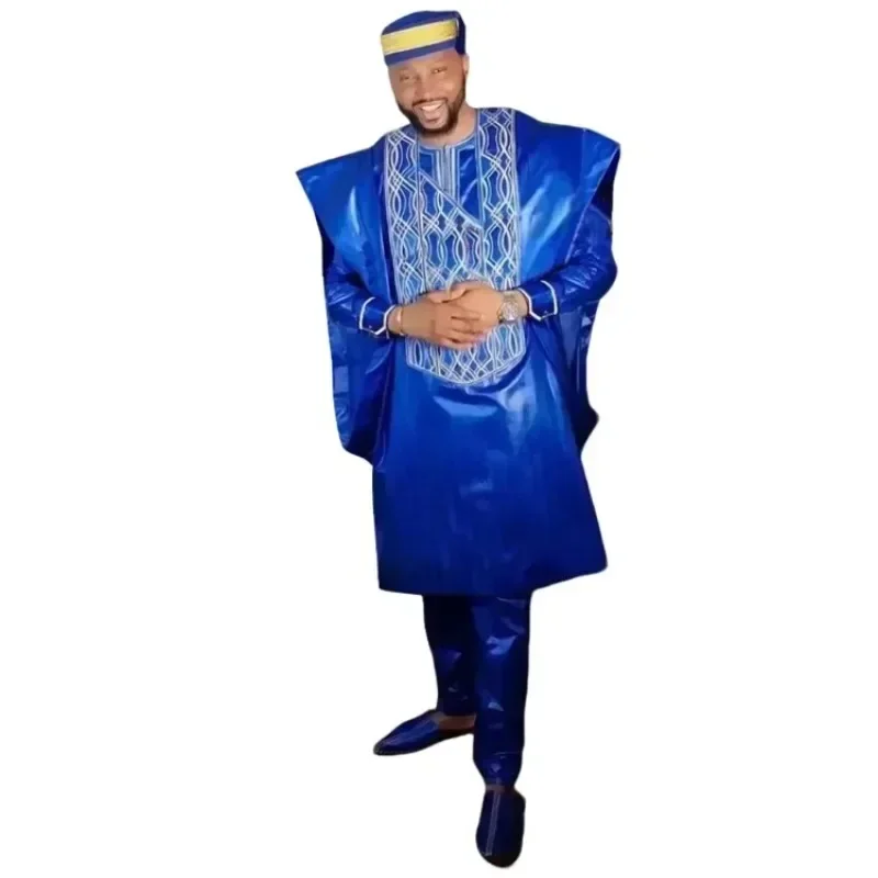 Elegante afrikanische Kleidung für Männer, traditionelle Stickerei, Hochzeit, Party, Abend, 3-teiliges Dashiki, afrikanische passende Kleidung, Outfits Image