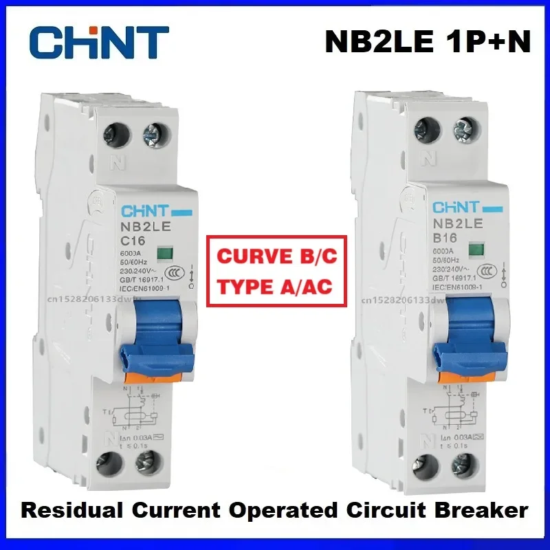 CHINT NB2LE Curve B C Typ A AC 1P+N Fehlerstrom betrieben Leckageschutzschalter Leistungsschalter RCBO 30MA 10A 16A 20A Image