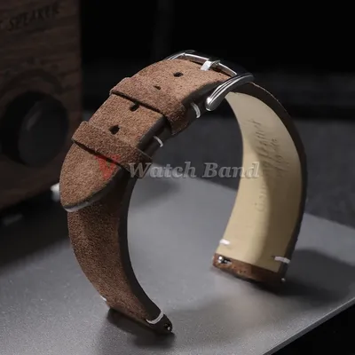 Armband 20mm 22mm Quick Release Weiches Wildleder Rindsleder Armband Grün Braun Uhrenarmband Image