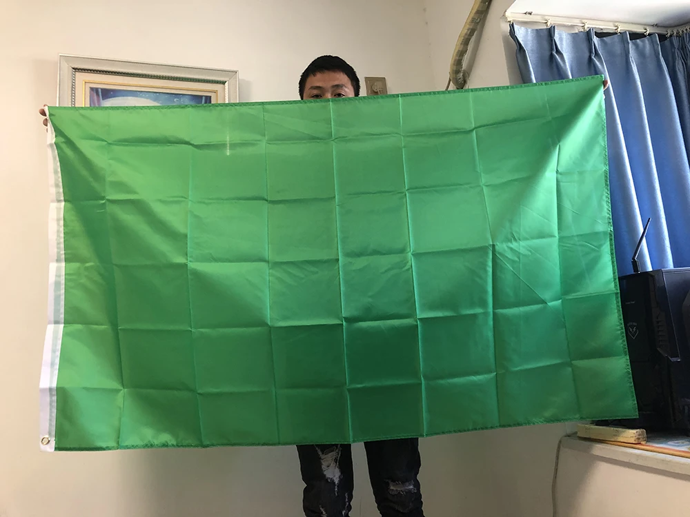 Kostenloser Versand Himmel Flagge 90x150cm grüne Flaggen einfarbige Flagge Banner hängen Polyester DIY Flaggen für die Dekoration Image
