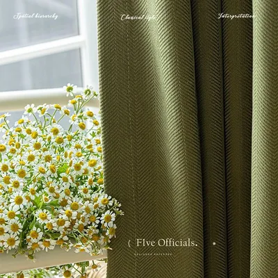 New Japanese Herringbone Curtains Matcha Green Curtain Customized Living Room Curtains Bedroom Light Luxury Blackout Drapes