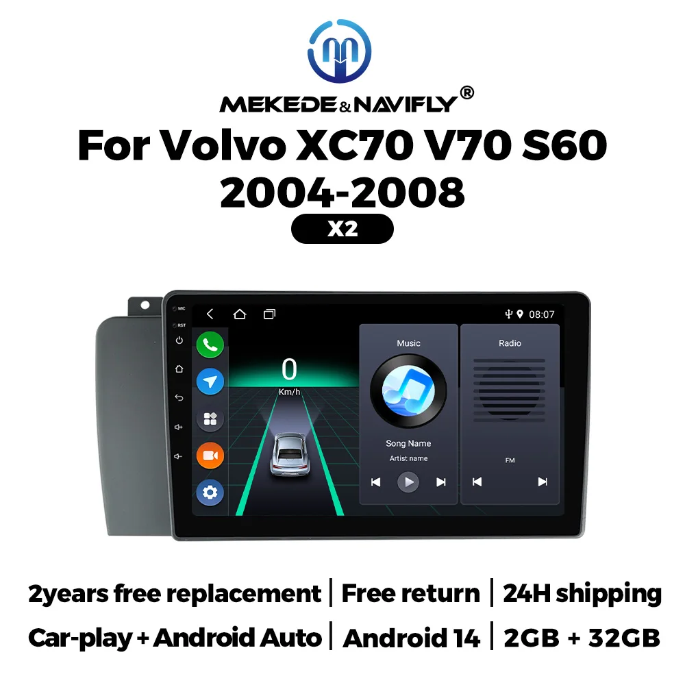 MEKEDE 9 zoll Auto Radio Carplay GPS MP5 Player Für Volvo XC70 V70 S60 2000-2009 Auto Multimedia Player FM Audio Stereo Kopf Einheit Image
