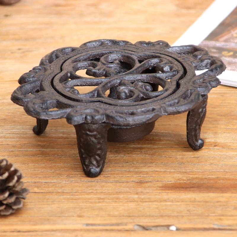 Robustes Teelichtglas aus Gusseisen, Speisenwärmer, Wachs, Teekannenheizung, wärmendes Heiztablett, 1-teiliger Kerzenständerhalter in runder Form Image