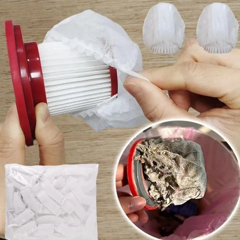 100Pcs Einweg Hause Staubsauger Filter Mesh Langlebig Mesh Net Staub Sammlung Filter Abdeckung Zubehör Für Staubsauger Image