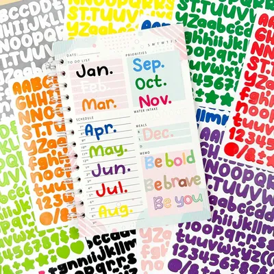 0,5 Zoll bunte kleine Buchstaben Aufkleber Zahlen Alphabet Aufkleber für Briefpapier Scrapbook Grad Image