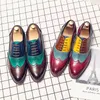 Herren Brogue Schuhe Trend Color Blocking Design Luxusmarke Herren Leder Freizeitschuhe High-End Neue Abendschuhe Große Größe: 38-48