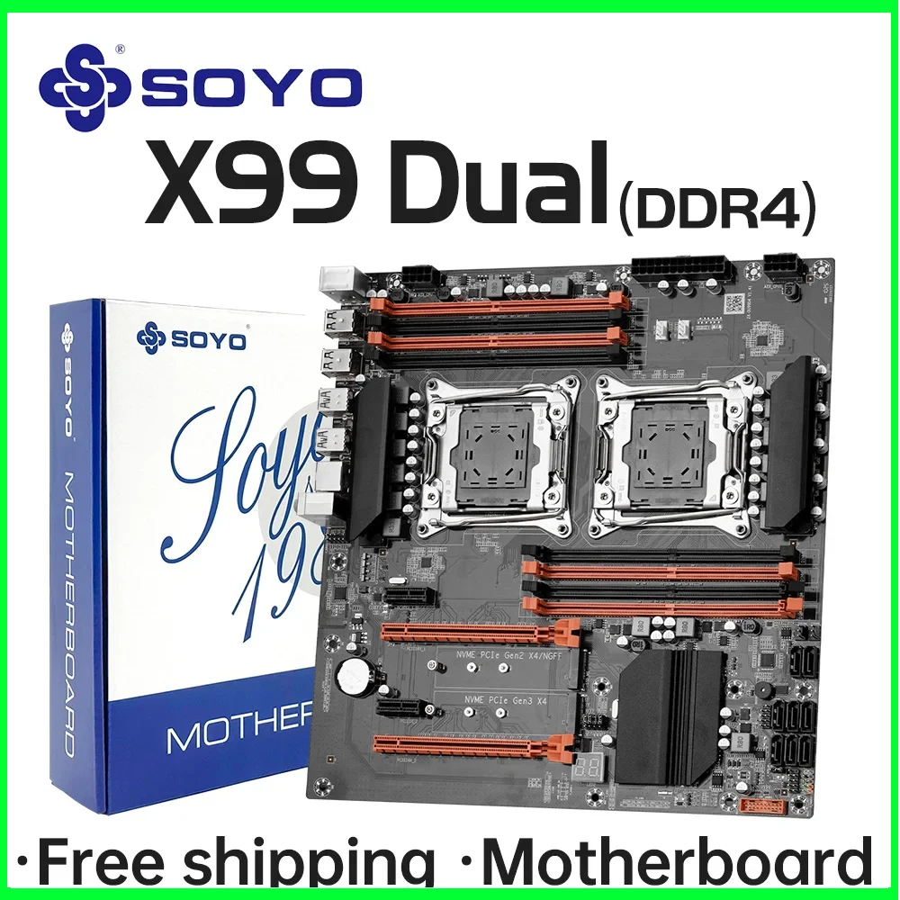 SOYO X99 Dual CPU Gaming Motherboard DDR4 M.2 NVME USB3.0 E-ATX LGA2011-3 Unterstützung Xeon E5 2680 V4 CPU Server Computer komponenten