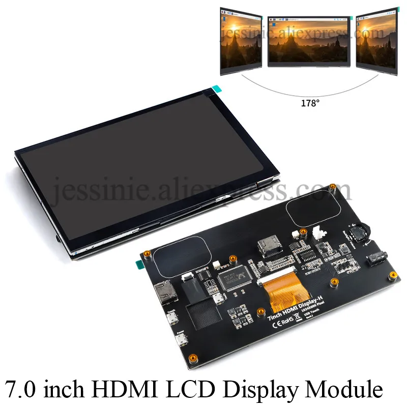 7 "7 Zoll HDMI-kompatibles LCD-Display-Modul 1024x600 kapazitiver Touchscreen * ips HD voller Betrachtung winkel für Himbeer-Pi Image