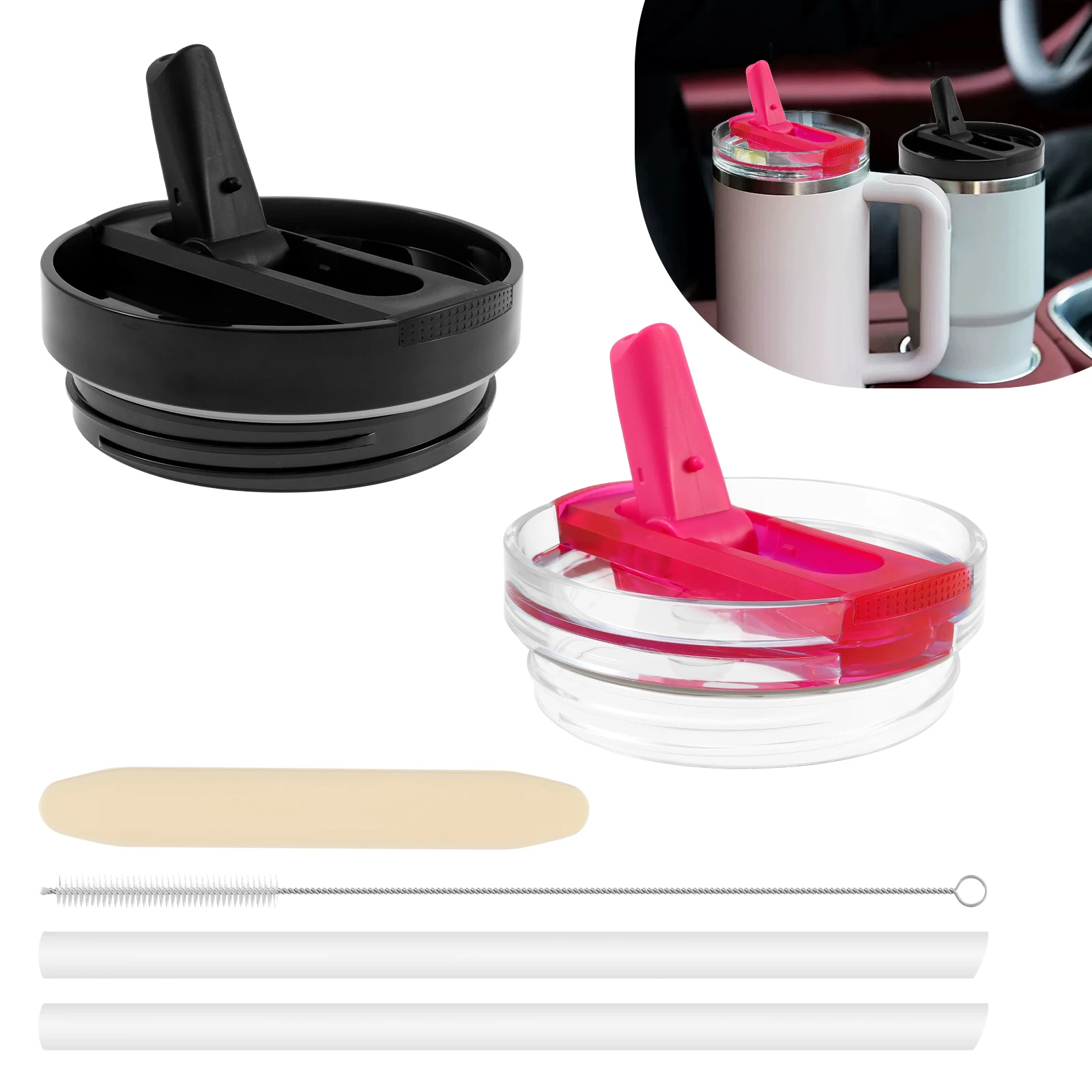 40-Unzen-Becherdeckel mit Flip-Strohhalm, Ersatz-Becherdeckel, auslaufsicherer Becherdeckel, abnehmbarer Becher, Flip-Strohhalm-Deckel, Trinkbecherdeckel Image