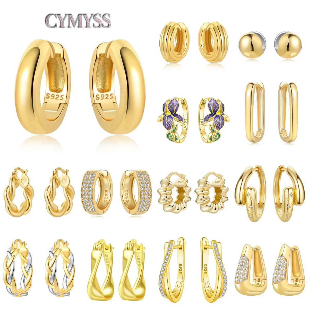 Original 2026 S925 Sterling Silber Zirkon 18K Gold Beschichtung Vintage Creolen für Damen Geburtstag Party Hochzeit Geschenk Schmuck