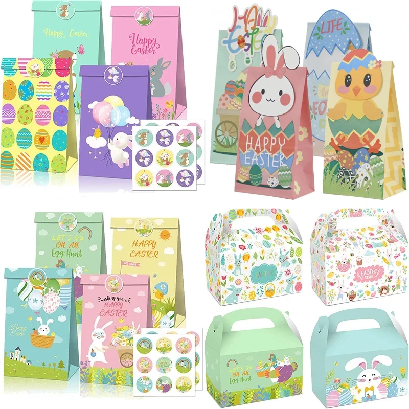 Ostern-Geschenktüten aus Papier für Kinder, Hasenei, Kekse, Süßigkeiten, Leckerli-Beutel, Ostern, Kinder, Geburtstag, Party, Gastgeschenke, Geschenkboxen, Verpackung Image