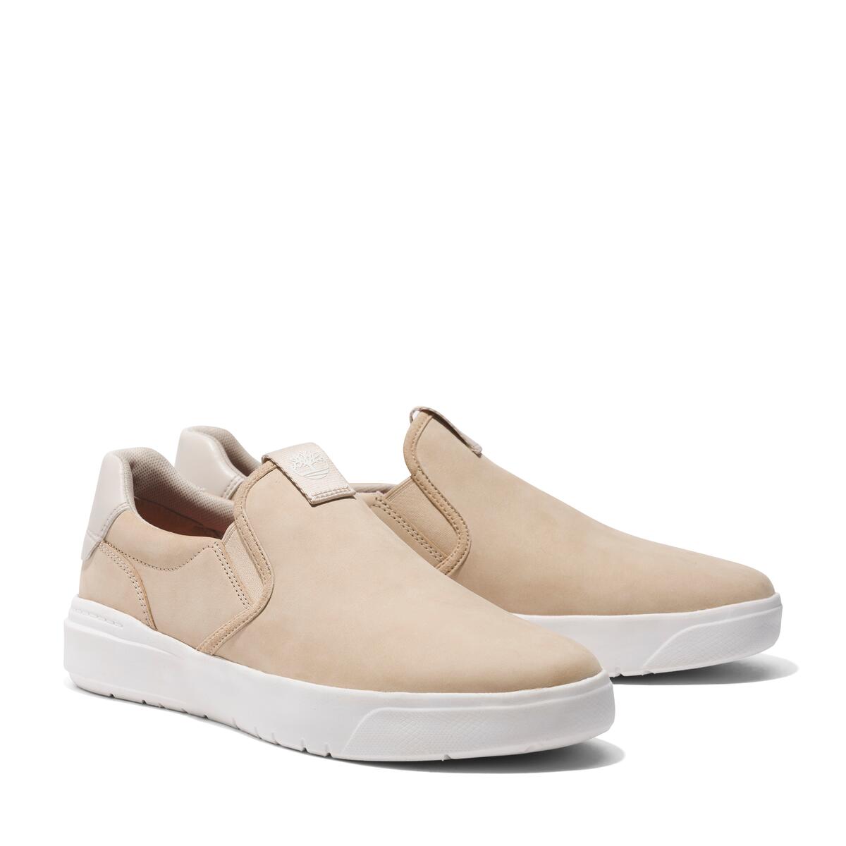 Sneaker TIMBERLAND "Seneca Bay LOW SLIP ON SNEAKER", Herren, Gr. 46, beige (lt bei nubuc), Leder, Schuhe Sneaker