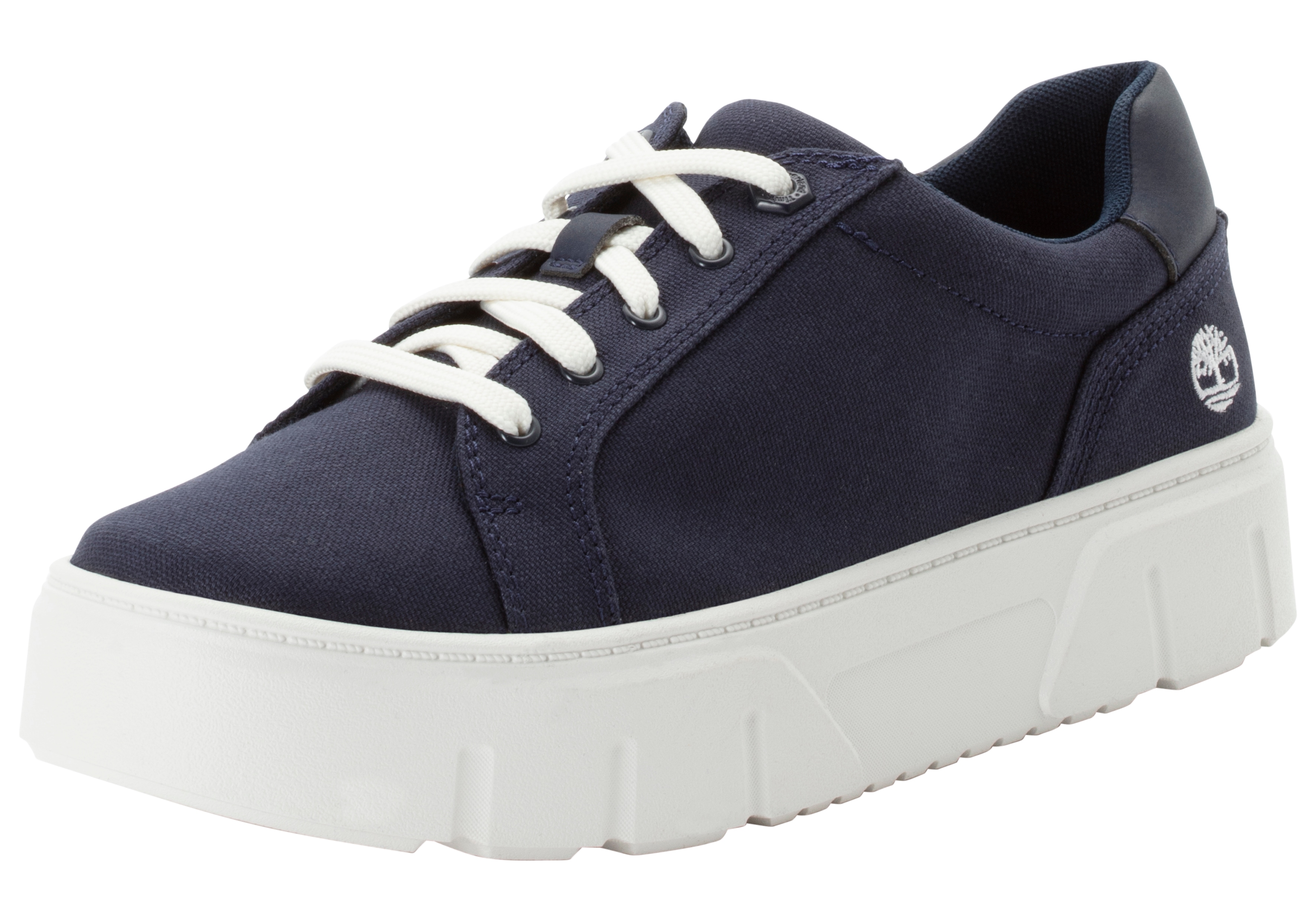 Sneaker TIMBERLAND "LAUREL COURT LOW LACE UP SNEAKER", Damen, Gr. 39, blau (navy canvas), Textil, Schuhe Sneaker