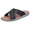 Pantolette RIEKER, Herren, Gr. 44, schwarz, Leder, unifarben, casual, Schuhe, Sommerschuh, Strandschuh, Schlappen, Hausschuh mit Label, Topseller