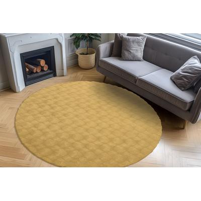 Teppich OBSESSION "Diamond Cut 800", gelb (honigfarben), H:30mm Ø:200cm, Polyester, Teppiche, Uni Farben, Hoch-Tief Effekt, weich & kuschelig Image