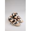 Keilsandalette ANISTON SHOES, Damen, Gr. 39, schwarz (schwarz, kombiniert), Lederimitat, modisch, Schuhe, Sandale, Sommerschuh, Klettschuh, Metallic-Optik - NEUE KOLLEKTION