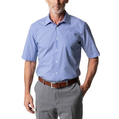 Walbusch Herren Bügelfrei-Hemd Kent-Kragen Blau kariert Image
