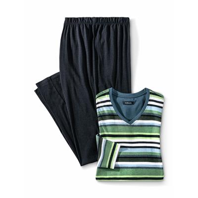 Walbusch Herren Cooling Pyjama Blau gestreift Image