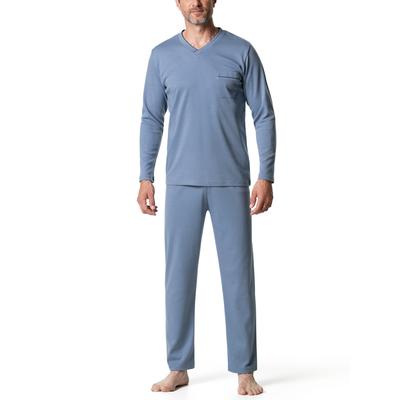Walbusch Herren Wohlfühl Pyjama Easycare Blau Image