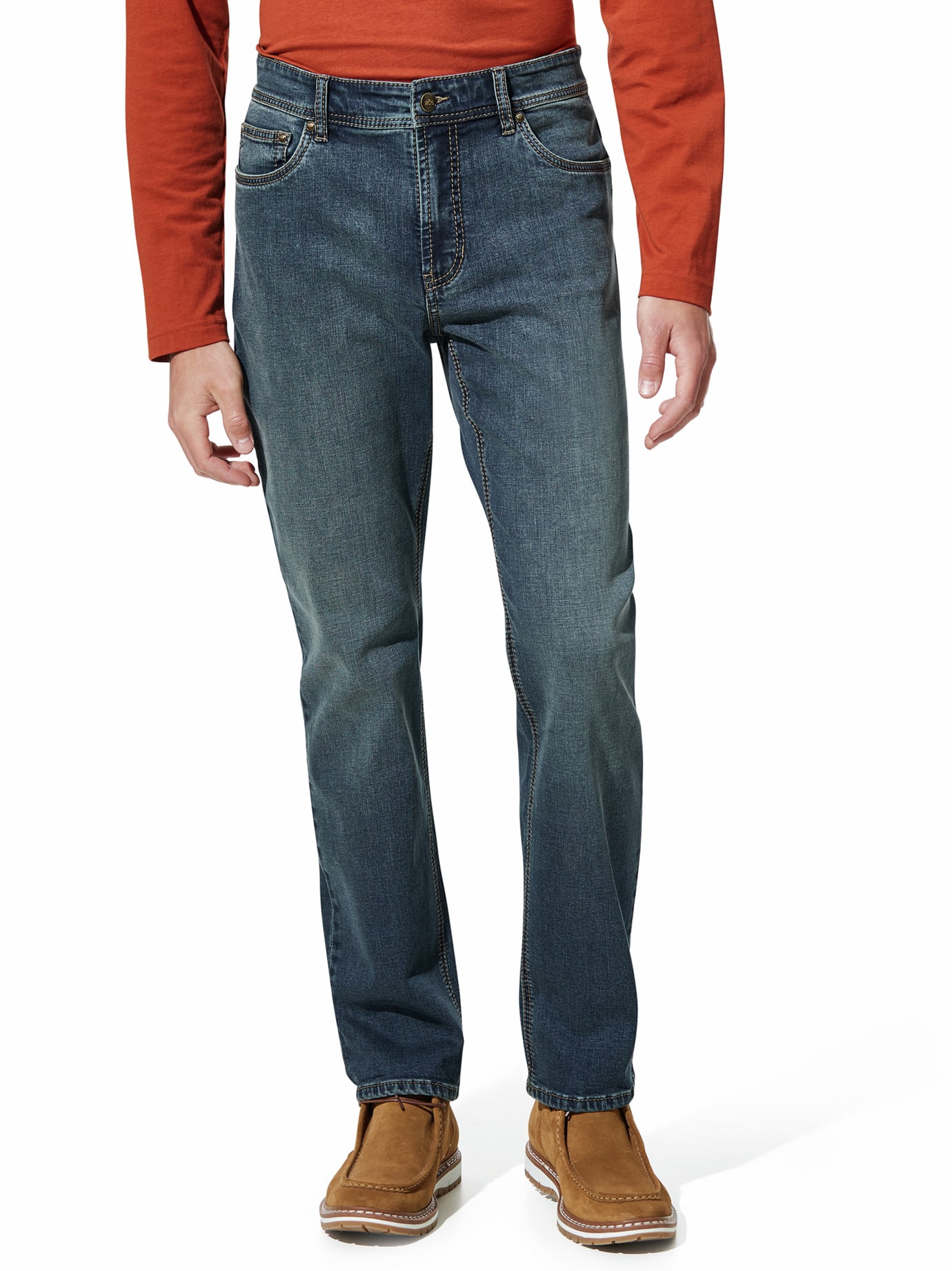 Walbusch Herren Jeans-Hose Sattlerstich Blau