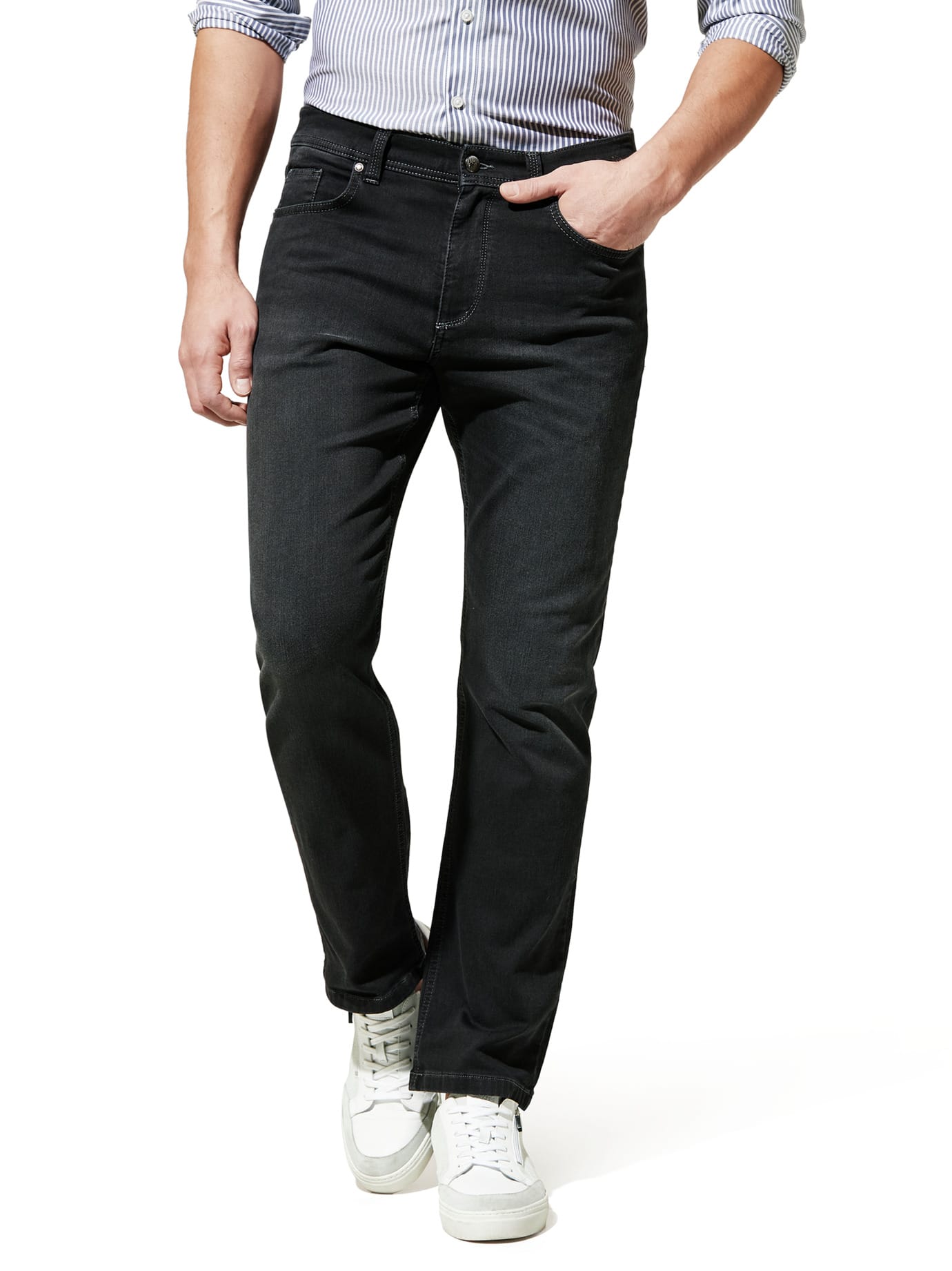 Walbusch Herren Jogger-Jeans Five Pocket Schwarz