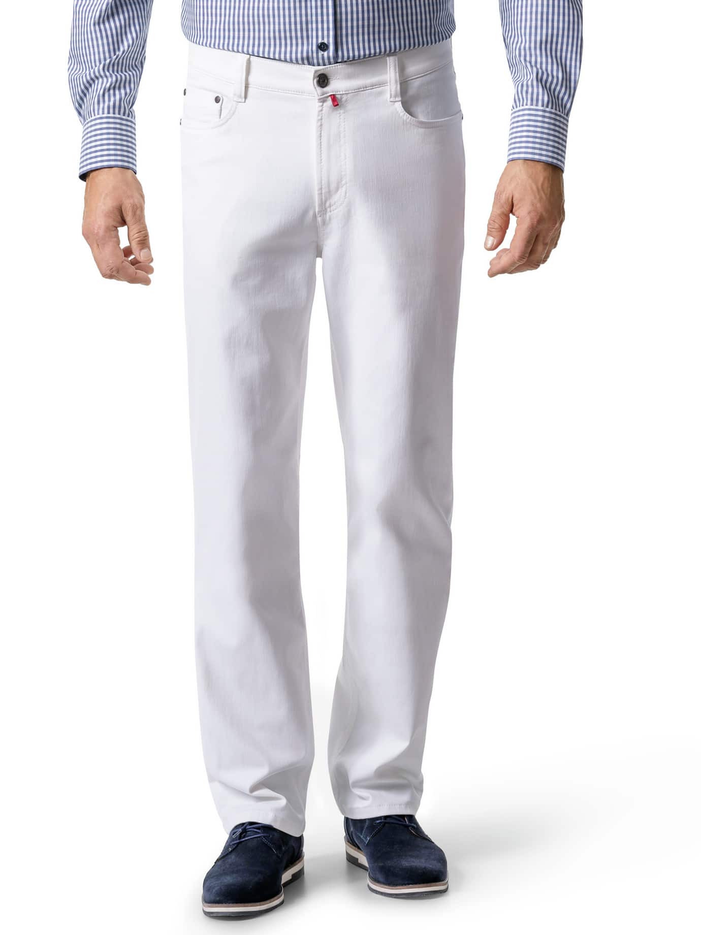 Walbusch Herren Bügelfrei Flex Jeans Comfort Fit Weiß