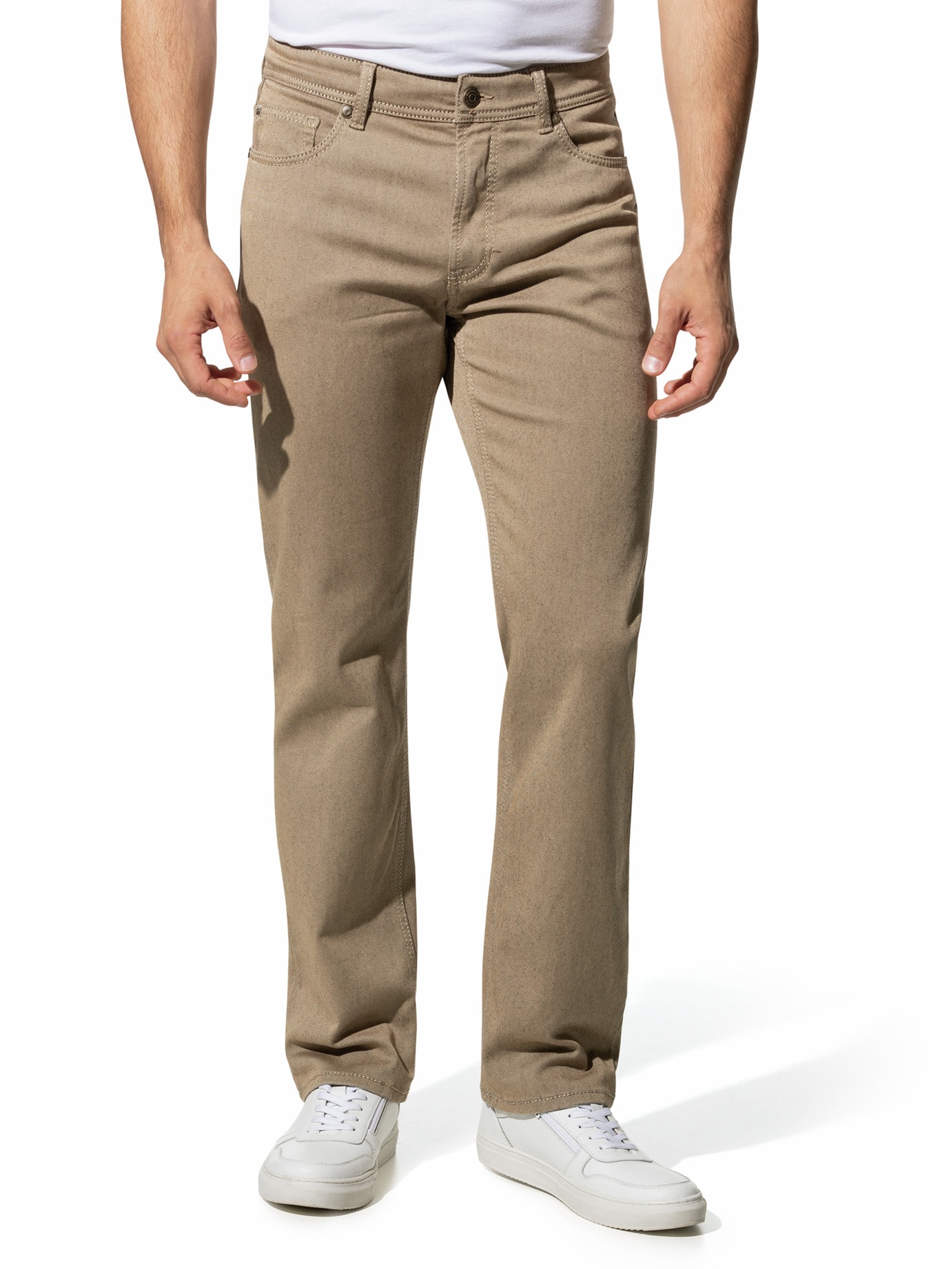 Walbusch Herren Jeanshose Sattlerstich Beige