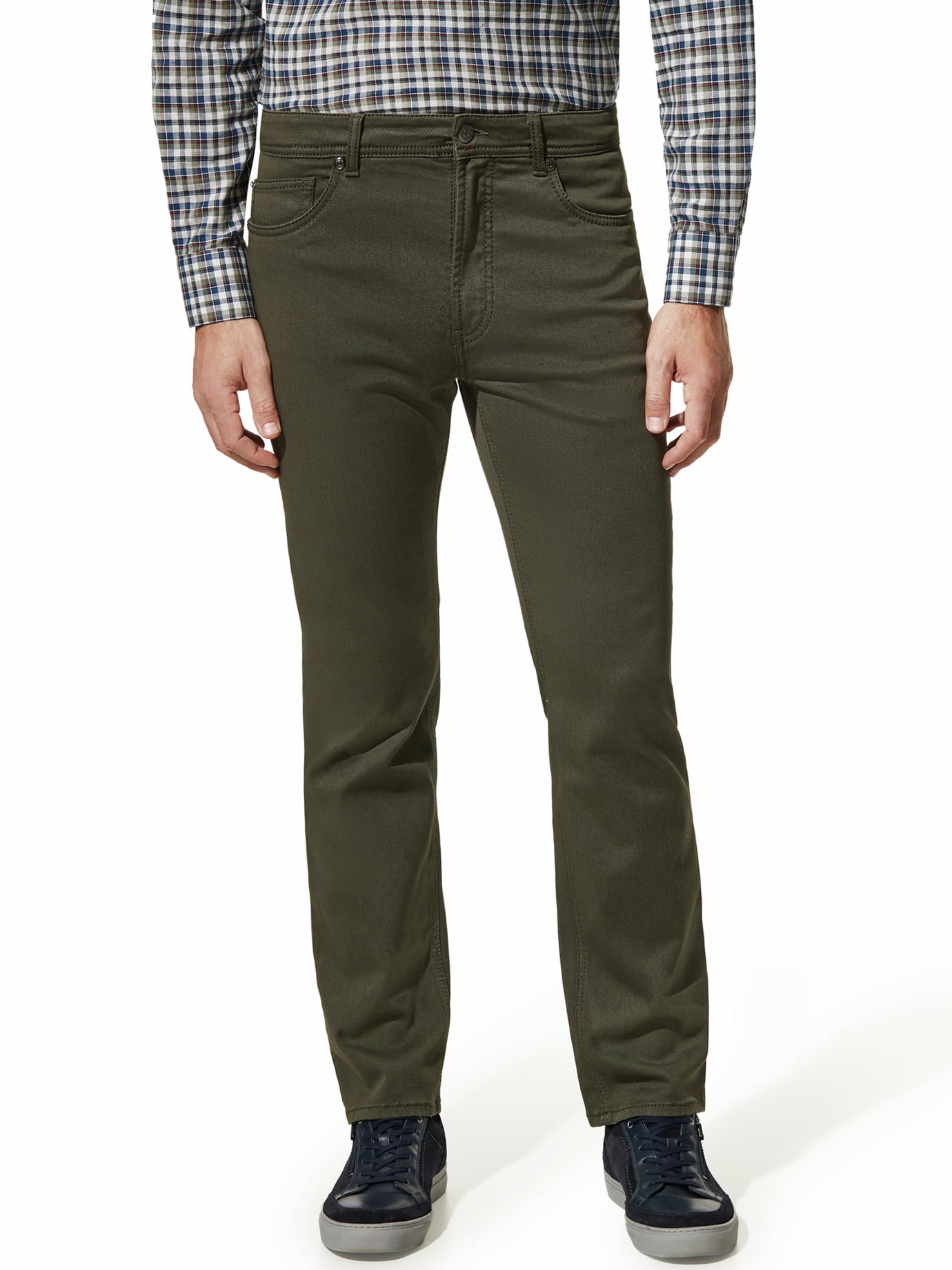 Walbusch Herren Jeans Hose Sattlerstich Grün