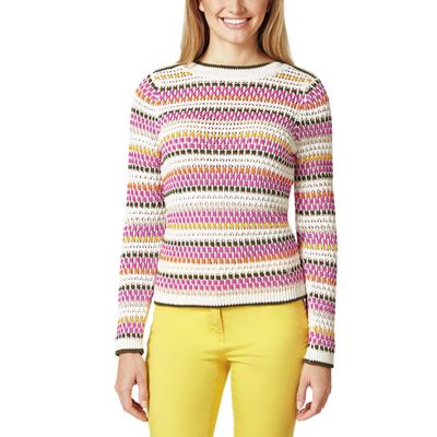 Walbusch Damen Sweater Strukturtupfen Weiß gestreift Image