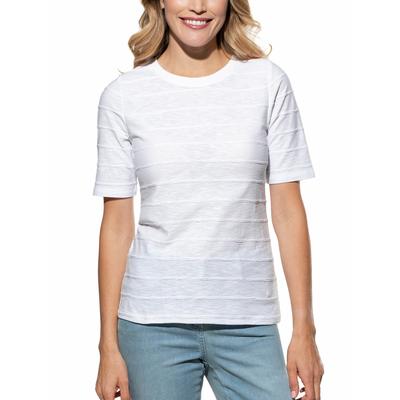 Walbusch Damen Baumwollshirt Streifenstruktur Weiss gestreift Image