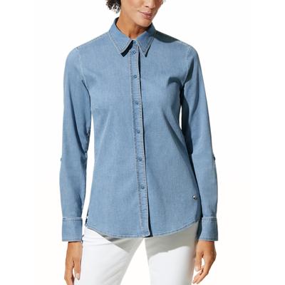 Walbusch Damen Extra Bequem Jeansbluse Blau Image