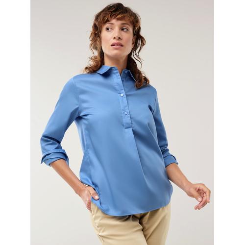 Walbusch Damen Bügelfrei Polo Bluse Blau