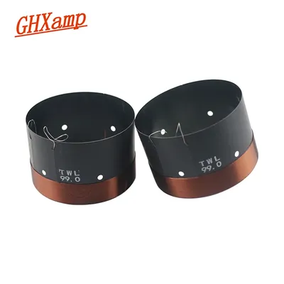Ghxamp 2pcs 99mm woofer voice coil 6 ohm Black aluminum Round Copper wire High Power Bass voice coil