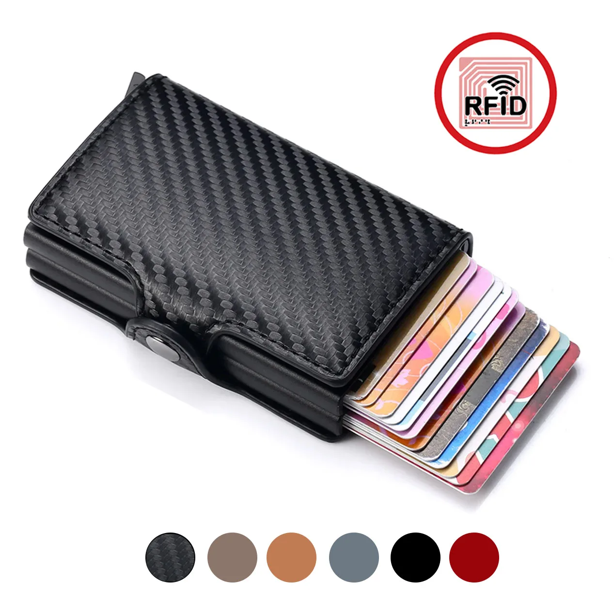 Portafogli per carte da uomo Rfid Mini portafoglio sottile in fibra di carbonio 14 porta carte Porta soldi piccolo Portafogli da uomo