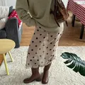 Y2k Fata Coquette Gonne Abito Gonna longuette da donna Vedere attraverso la vita bassa Orlo arricciato Modello a pois Gonna trasparente in rete bianca nera