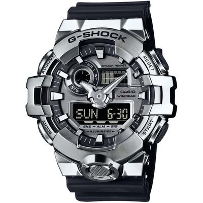 Chronograph CASIO G-SHOCK, schwarz, silberfarben, Armbanduhren, Herren, Quarzuhr, Armbanduhr, Herrenuhr, bis 20bar wasserdicht, Resinarmband Image