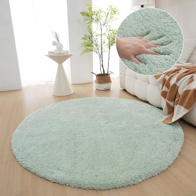 Hochflor-Teppich MY HOME "Microfaser Teppich Magong, besonders weich, sehr feiner Flor" Gr. 9, grün (pastellgrün), H:25mm Ø:140cm, Kunstfaser, Teppiche, unifarben, weiche Teppiche, Wohnzimmer, Schlafzimmer, Kinderzimmer Image