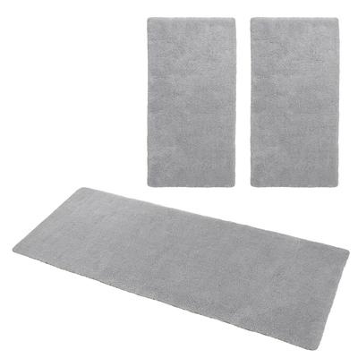 Hochflor-Bettumrandung MY HOME "Microfaser Teppich Magong, besonders weich, sehr feiner Flor" Gr. 14, grau (hellgrau), H:25mm, Obermaterial: 100% Polyester, Bettumrandung, uni, einfarbiger Bettvorleger, Läufer-Set, Schlafzimmer, Kinderzimmer Image