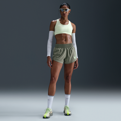 Nike One Women's Dri-FIT Mid-Rise Brief-Lined Running Shorts - Green - Polyester